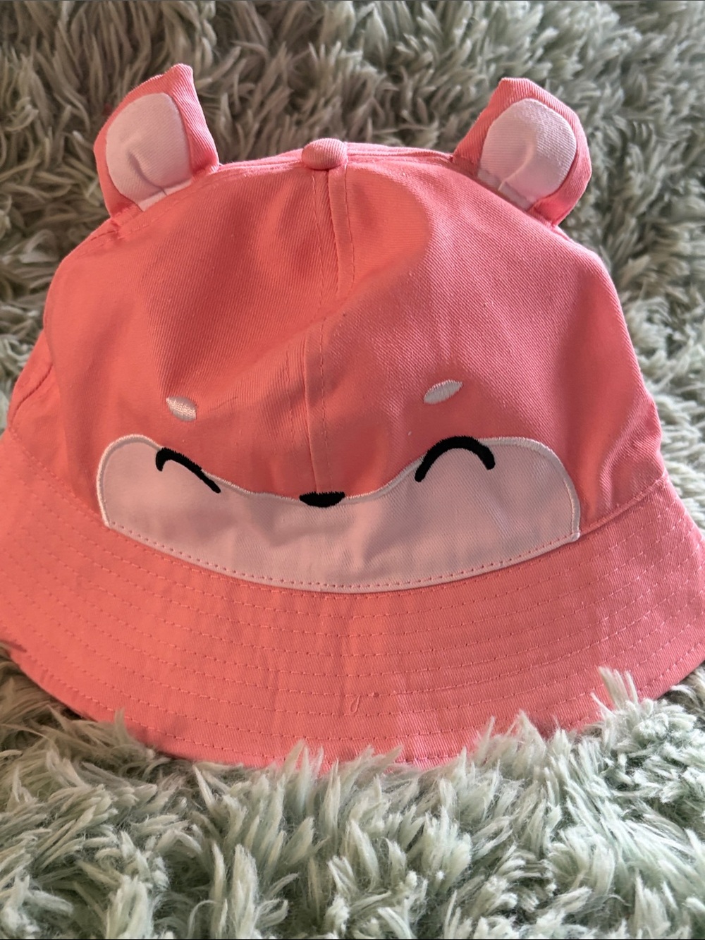 Claire's Pink Fox kids Bucket Hat with Ears cotton poly